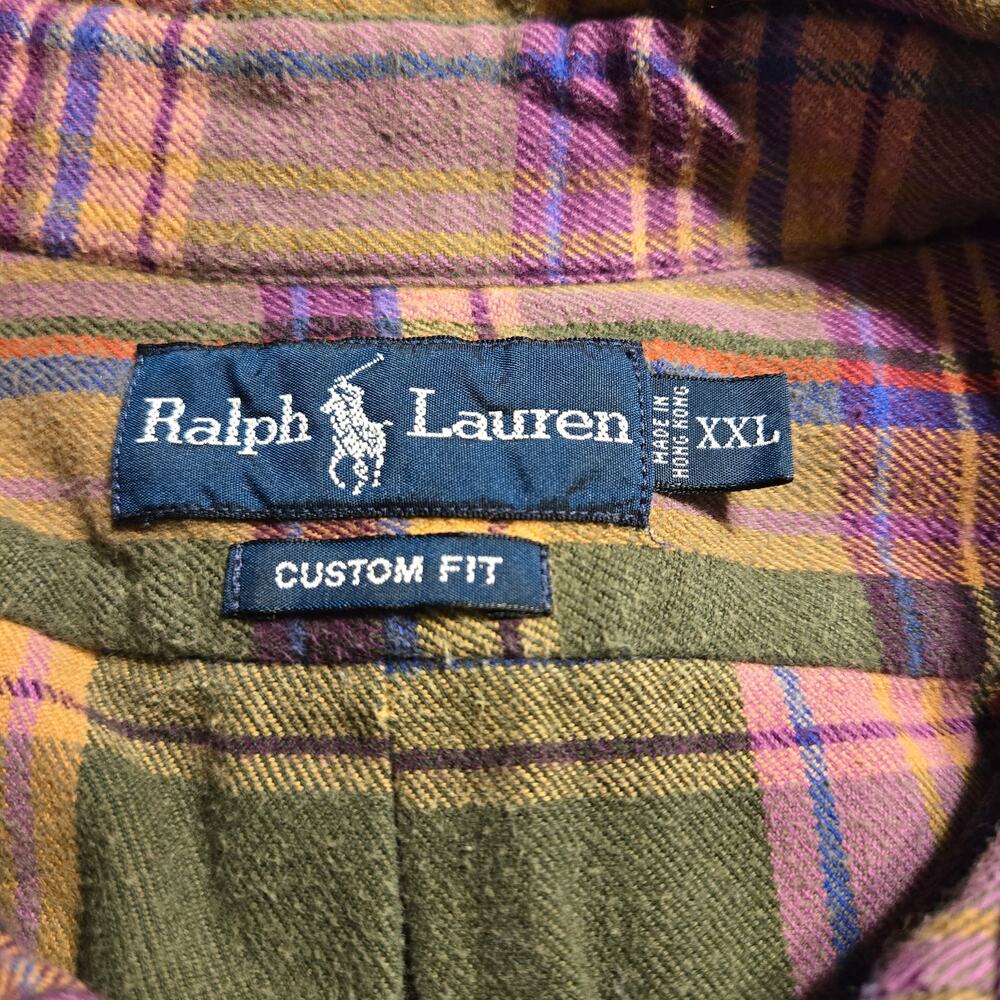 Ralph Lauren Shirt Mens XXL Green Plaid Button Up Flannel Cotton Classic Fit - Picture 3 of 12